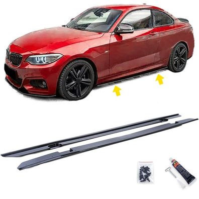 Aufsatz Seitenschweller Schwarz Glanz passend für 2er BMW F22 F23 ab 13