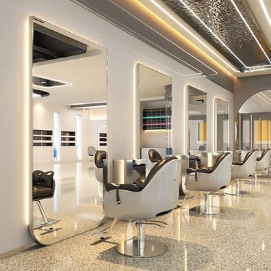 Konsole Friseursalon Barbershop Kosmetikspiegel LED Rahmen Aluminium 150x90 PRO