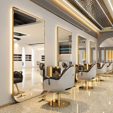 Konsole Friseursalon Barbershop Kosmetikspiegel LED Rahmen Aluminium 150x90 PRO