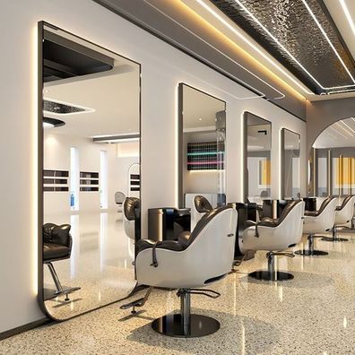 Konsole Friseursalon Barbershop Kosmetikspiegel LED Rahmen Aluminium 150x90 STD