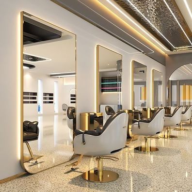 Konsole Friseursalon Barbershop Kosmetikspiegel LED Rahmen Aluminium 150x90 STD