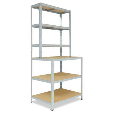 shelfplaza HOME 190x80x60 cm Werkbank Regal mit 6 Böden verzinkt