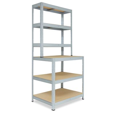 shelfplaza PRO 190x80x60 cm Werkbank Regal mit 6 Böden verzinkt