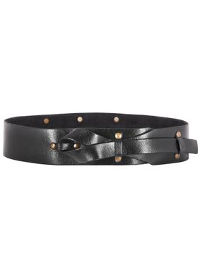 Geknoteter Mittelalter Gürtel aus Leder, schwarz