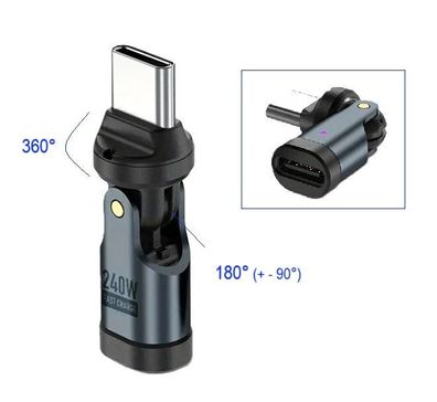 360° USB-C Gelenk Adapter 180° USBC USB C ideal für Farhrrad & Motorrad Handy Ha