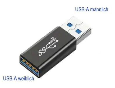 USB A Adapter USB-A männlich auf weiblich USB-A