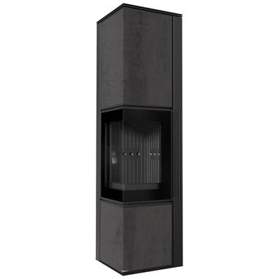 Kaminofen aus Stahl KRATKI TORA/L 8 kW Ø 150 Quarzsinter Naturali PIETRA DI SAVOIA A
