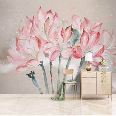 Vlies Fototapete Wandtapete Wandbilder Schöne Handgemalte Aquarell Blumen 2917