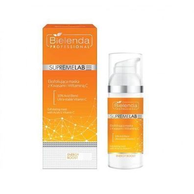Bielenda SupremeLab Energy Boost Peelingmaske mit Saeuren und Vitamin C, 50g