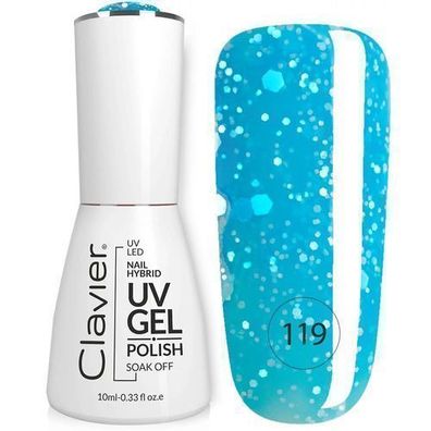 Clavier Luxus UV-Nagellack mit holografischen Partikeln 119 Cooler Blau, 10ml