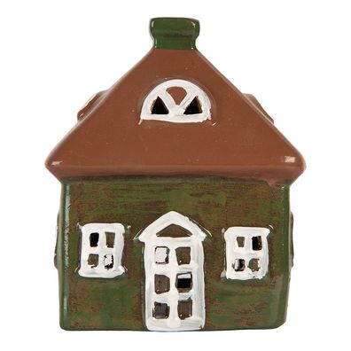 Clayre & Eef Teelichthalter Haus 12x9x14 cm Grün Keramik (Gr. 12x9x14 cm)