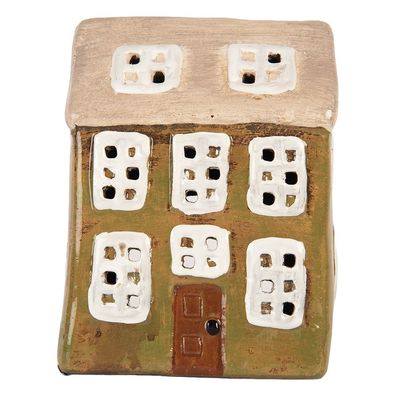 Clayre & Eef Teelichthalter Haus 10x7x14 cm Grün Keramik (Gr. 10x7x14 cm)