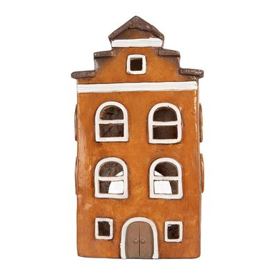Clayre & Eef Teelichthalter Haus 20x15x34 cm Orange Keramik (Gr. 20x15x34 cm)