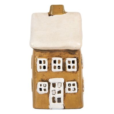 Clayre & Eef Teelichthalter Haus 8x7x15 cm Braun Keramik (Gr. 8x7x15 cm)