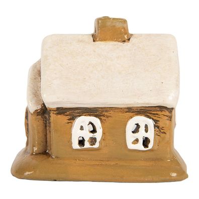 Clayre & Eef Teelichthalter Haus 9x7x9 cm Braun Keramik (Gr. 9x7x9 cm)