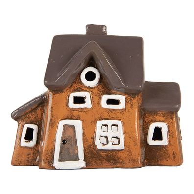 Clayre & Eef Teelichthalter Haus 20x11x16 cm Orange Keramik (Gr. 20x11x16 cm)