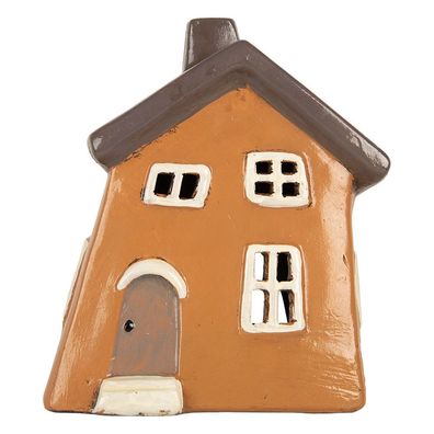 Clayre & Eef Teelichthalter Haus 18x13x20 cm Orange Keramik (Gr. 18x13x20 cm)