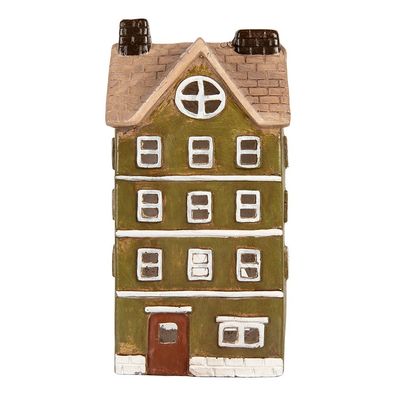 Clayre & Eef Teelichthalter Haus 20x17x39 cm Grün Keramik (Gr. 20x17x39 cm)