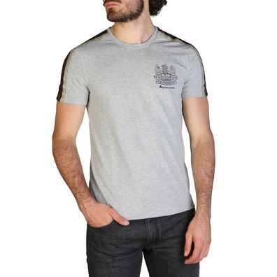 Aquascutum - Bekleidung - T-Shirts - QMT017M0-08 - Herren - darkgray, addlebrown