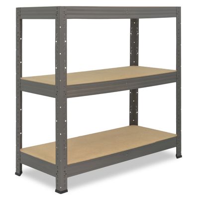 shelfplaza PRO 90x45x30 cm Schwerlastregal grau mit 3 Böden