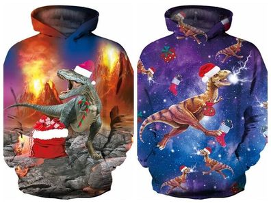 Jungen Madchen Weihnachten Hoodie Dinosaurier 3DSweatshirt Kinder Casual Hoody