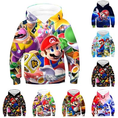 Jungen Madchen Super Mario Hoodie Kind Casual Langarm Kapuzenpullover Niedlich