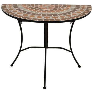 Wandtisch halbrund Mosaik Eisen Braun Schwarz