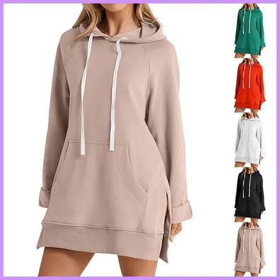 ubergrobes Hoodie-Kleid fur Damen lassiges Sweatshirt Mantel Muster mit Kapuze