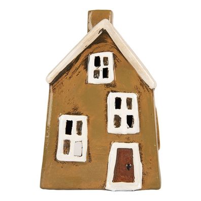 Clayre & Eef Teelichthalter Haus 12x8x18 cm Braun Keramik (Gr. 12x8x18 cm)