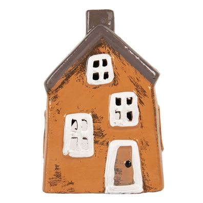 Clayre & Eef Teelichthalter Haus 9x7x13 cm Orange Keramik (Gr. 9x7x13 cm)