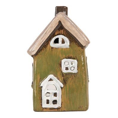 Clayre & Eef Teelichthalter Haus 9x7x15 cm Grün Keramik (Gr. 9x7x15 cm)