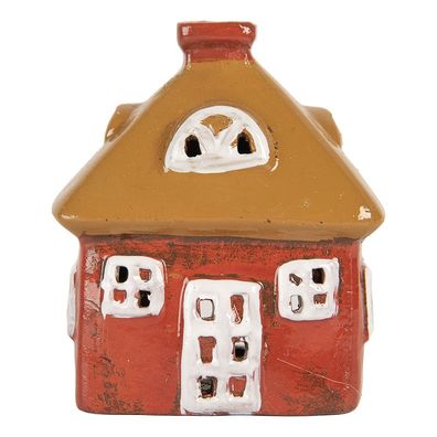 Clayre & Eef Teelichthalter Haus 9x6x10 cm Rot Keramik (Gr. 9x6x10 cm)