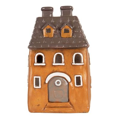 Clayre & Eef Teelichthalter Haus 23x17x37 cm Orange Keramik (Gr. 23x17x37 cm)