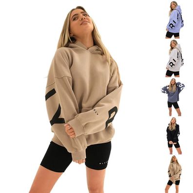 Frauen Blakey Print Hoodie Mit Kapuze Sweatshirt Pullover Lose Beilaufige Sport Tops