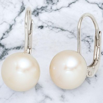 Boutons 925 Sterling Silber 2 Süßwasser Perlen Ohrringe Ohrhänger Perlenohrringe