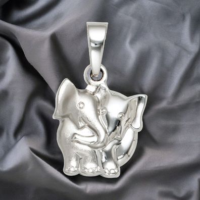 Kinder Anhänger Elefant 925 Sterling Silber rhodiniert mattiert Kinderanhänger