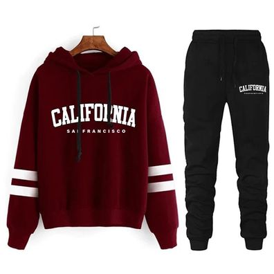 California Damen-Trainingsanzug lassig gestreift vielseitiges Kapuzensweatshirt oder