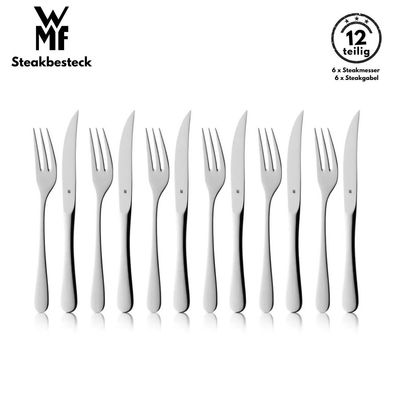 WMF Steakbesteck 12-tlg, Cromargan®, Steakmesser, Steakgabel, Edelstahl