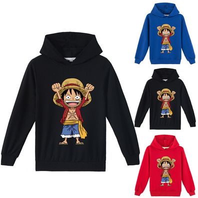 Kinder Jungen One Piece Anime Print Casual Hoodie Kapuzenpullover Pullover Top NEU