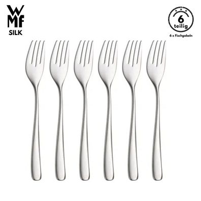 WMF Fischgabel B-Ware SILK 6-tlg, Cromargan®, Gabel, Tafelgabeln, Besteck Set