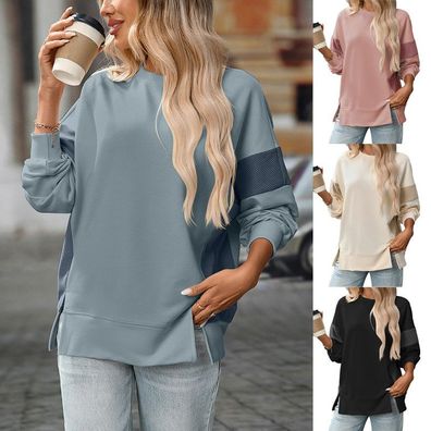 Damen Lose Pullover Splits Sweatshirts TOPS Casual Blusen Jumper Hoodies Grobe