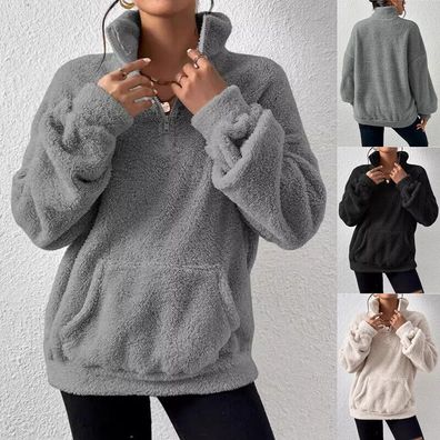 Damen Teddybar Hoodies Pullover Winter Fleece Fell Sweatshirt Pullover Tops 8-20