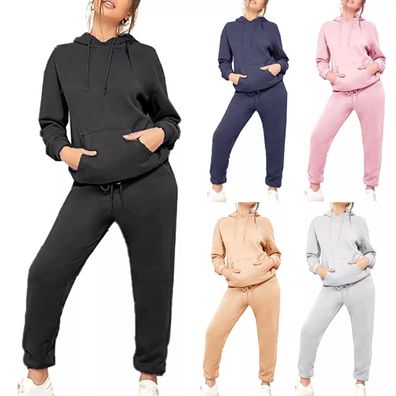 Damen-Trainingsanzug-Set mit Kapuze und Pullover Loungewear-Jogginghose mit Kapuze