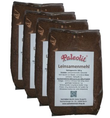 4 x 500g Leinsamenmehl teilentölt Glutenfrei Leinmehl Vegan