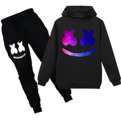 Marshmello DJ Jungen und Madchen Kapuzenpullover Zweiteiliges Oberteil + Hose