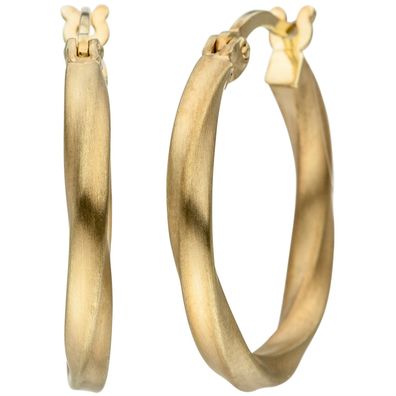 NEU & CHIC . OVP . Creolen gedreht 925 Sterling Silber gold vergoldet matt Ohrringe