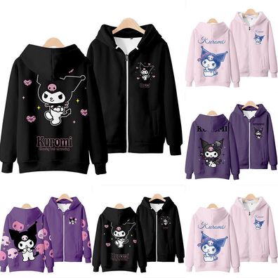 Kawaii Kuromi Baggy Hoodie Damen Cartoon Kapuzenpullover Jacke Mantel Outwear