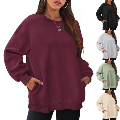 PLUS GRobE Frauen Sweatshirt Fleece Winter Hoodies Baggy Lose Pullover Tops Shirt