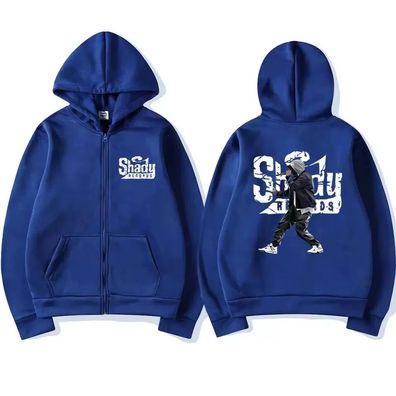 Eminems ubergrober Kapuzenpullover mit Reibverschluss und ikonischem Rapper-Print