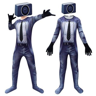 Kinder Karneval Cosplay Kostum Skibidi Toilet Monitor Man Cameraman Jumpsuit